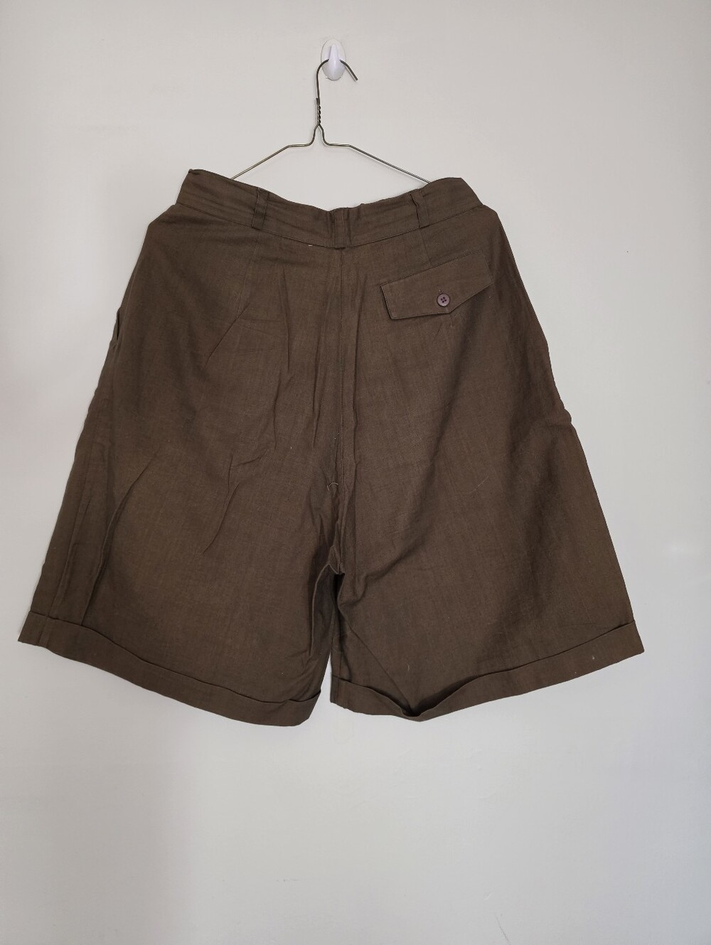 Vintage Brettons 100% cotton tailored bermuda pleated  kaki green short - Picture 11 of 12